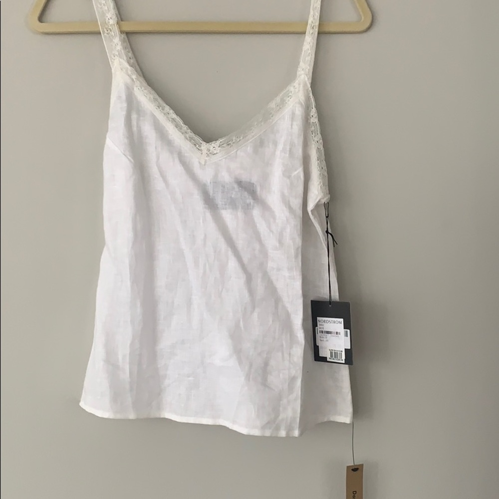 White linen Reformation tank top